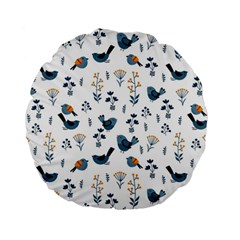 Spring Flowers And Birds Pattern Standard 15  Premium Round Cushions by TastefulDesigns
