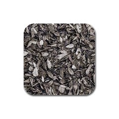 Black And White Leaves Pattern Rubber Square Coaster (4 Pack)  by dflcprints