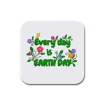 Earth Day Rubber Square Coaster (4 pack)  Front