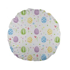Easter Pattern Standard 15  Premium Flano Round Cushions by Valentinaart