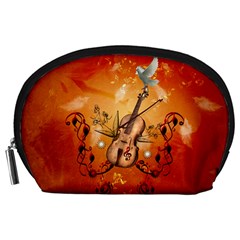 Violin With Violin Bow And Dove Accessory Pouches (large)  by FantasyWorld7