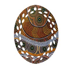 Aboriginal Traditional Pattern Oval Filigree Ornament (two Sides) by Sapixe