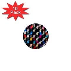 Abstract Multicolor Cubes 3d Quilt Fabric 1  Mini Buttons (10 Pack)  by Sapixe