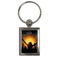 Celebration Night Sky With Fireworks In Various Colors Key Chains (rectangle)  by Sapixe
