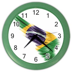 Flag Of Brazil Color Wall Clocks by Sapixe