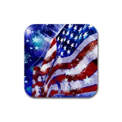 Flag Usa United States Of America Images Independence Day Rubber Square Coaster (4 Pack)  by Sapixe