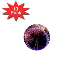Happy New Year Clock Time Fireworks Pictures 1  Mini Magnet (10 Pack)  by Sapixe