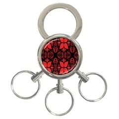 Christmas Red And Black Background 3-ring Key Chains by Sapixe