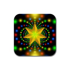 Christmas Star Fractal Symmetry Rubber Square Coaster (4 Pack)  by Sapixe
