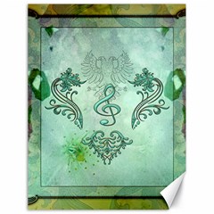 Music, Decorative Clef With Floral Elements Canvas 18  X 24   by FantasyWorld7