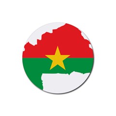 Burkina Faso Flag Map  Rubber Round Coaster (4 Pack)  by abbeyz71