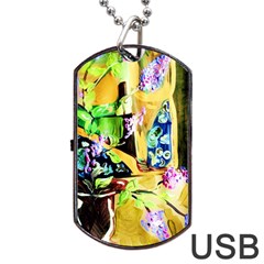Lilac On A Countertop Dog Tag Usb Flash (one Side) by bestdesignintheworld