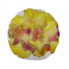 Yellow Rose Standard 15  Premium Round Cushions by aumaraspiritart