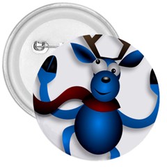 Reindeer Dancing Blue Christmas 3  Buttons by Simbadda