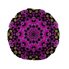 Namaste Decorative Flower Pattern Of Floral Standard 15  Premium Round Cushions by pepitasart