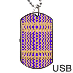 Purple Yellow Wavey Lines Dog Tag Usb Flash (two Sides) by BrightVibesDesign