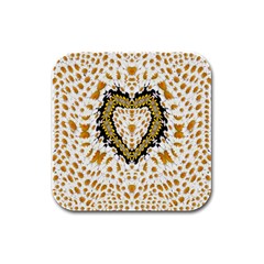 Hearts In A Field Of Fantasy Flowers In Bloom Rubber Square Coaster (4 Pack)  by pepitasart