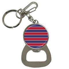 Large Red White And Blue Usa Memorial Day Holiday Horizontal Cabana Stripes Bottle Opener Key Chains by PodArtist