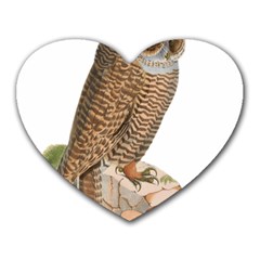 Bird Owl Animal Vintage Isolated Heart Mousepads by Sapixe