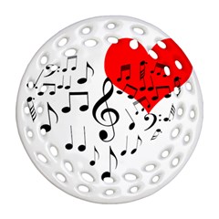 Singing Heart Round Filigree Ornament (two Sides) by FunnyCow