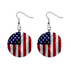 American Usa Flag Vertical Mini Button Earrings by FunnyCow