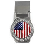 American Usa Flag Vertical Money Clips (CZ)  Front