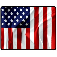 American Usa Flag Vertical Double Sided Fleece Blanket (medium)  by FunnyCow