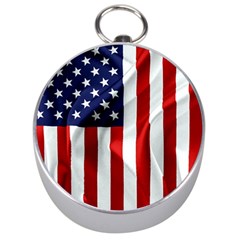 American Usa Flag Vertical Silver Compasses by FunnyCow