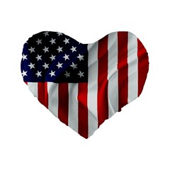 American Usa Flag Vertical Standard 16  Premium Flano Heart Shape Cushions by FunnyCow