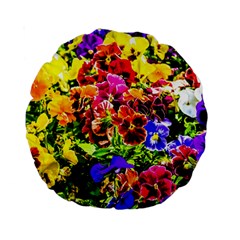 Viola Tricolor Flowers Standard 15  Premium Round Cushions by FunnyCow