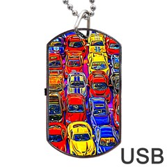 Colorful Toy Racing Cars Dog Tag Usb Flash (two Sides) by FunnyCow