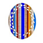 Colorful Wood And Metal Pattern Ornament (Oval Filigree) Front
