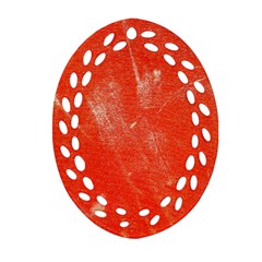 Grunge Red Tarpaulin Texture Ornament (oval Filigree) by FunnyCow