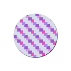 Geometric Squares Rubber Round Coaster (4 Pack)  by snowwhitegirl