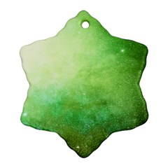 Galaxy Green Snowflake Ornament (two Sides) by snowwhitegirl
