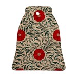 Papanese Floral Red Bell Ornament (Two Sides) Front