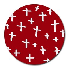 Red White Cross Round Mousepads by snowwhitegirl