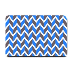 Zigzag Chevron Pattern Blue Grey Small Doormat  by snowwhitegirl