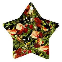 Fruit Blossom Black Ornament (star) by snowwhitegirl