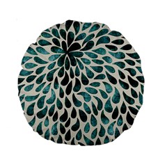 Teal Abstract Swirl Drops Standard 15  Premium Round Cushions by snowwhitegirl
