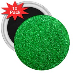 Green Glitter 3  Magnets (10 Pack)  by snowwhitegirl