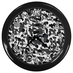Grey Camo Wall Clock (black) by snowwhitegirl
