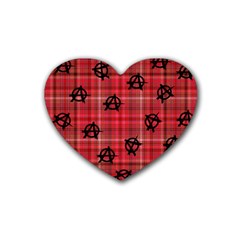 Red Plaid Anarchy Heart Coaster (4 Pack)  by snowwhitegirl