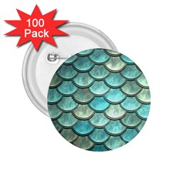 Aqua Mermaid Scale 2 25  Buttons (100 Pack)  by snowwhitegirl