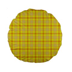 Yellow Sun Plaid Standard 15  Premium Round Cushions by snowwhitegirl