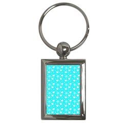 Hearts And Star Dot Blue Key Chains (rectangle)  by snowwhitegirl