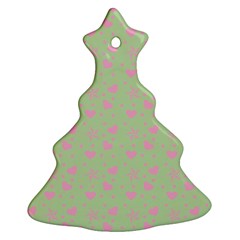 Hearts And Star Dot Green Christmas Tree Ornament (two Sides) by snowwhitegirl