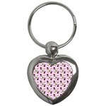 School Girl Pattern Pink Key Chains (Heart)  Front