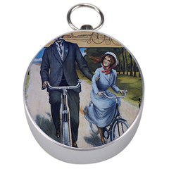 Couple On Bicycle Silver Compasses by vintage2030