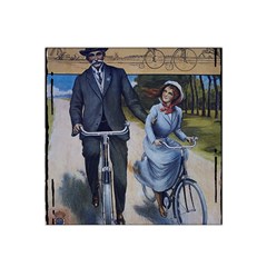 Couple On Bicycle Satin Bandana Scarf by vintage2030